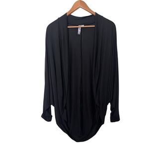 Alya Black Modal Blend Dolman Sleeves Open Cardigan Sweater Sz Small Casual